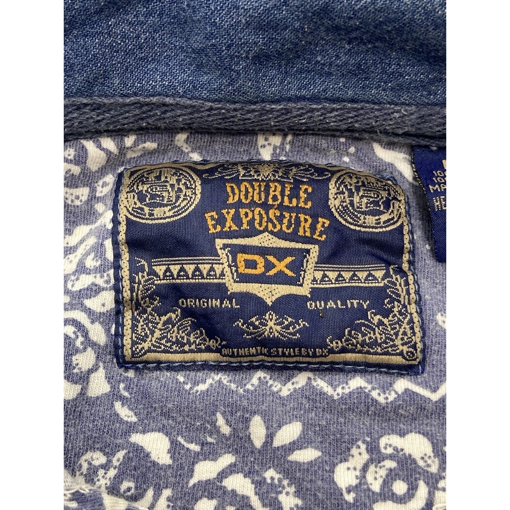 Vintage Pineapple Print Polo Shirt Size M Denim Collar - Picture 5 of 7